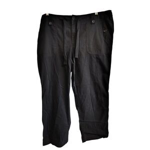 Venezia Women's Size 20 Black Drawstring Khaki Pants With Button‎ Pockets